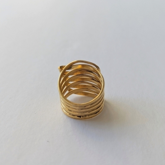 Stacked Intertwining Multi-Row Open Shank Waves Ring Gold - sz 5½ - Picture 6 of 8